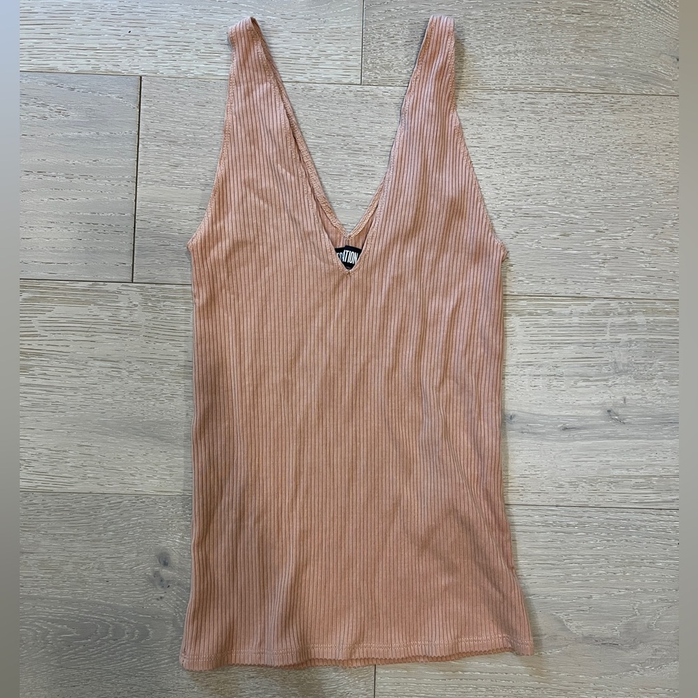 Reformation ribbed tank top in nude